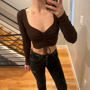 Zara Cinched Front Long Sleeve Top
